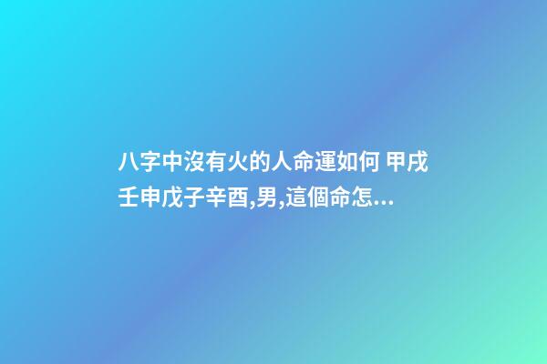 八字中沒有火的人命運如何 甲戌壬申戊子辛酉,男,這個命怎么樣,幫忙分析一下,謝謝、-第1張-觀點-玄機派